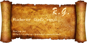 Ruderer Gyöngyi névjegykártya